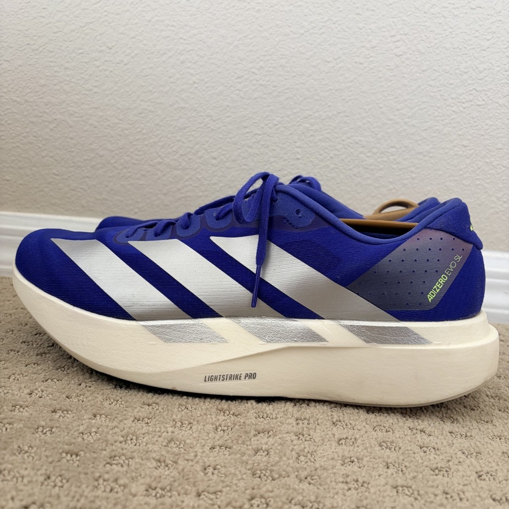 adidas Adizero Evo SL in Lucid Blue Silver Metallic Men US 13 Lightstrike Pro
